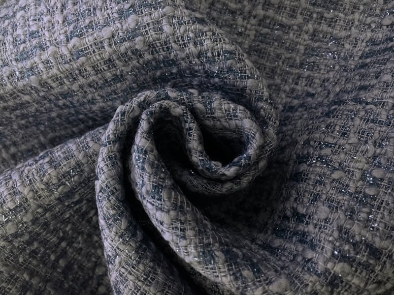 Wool and Nylon Lurex Tweed in Powder Blue | B&J Fabrics